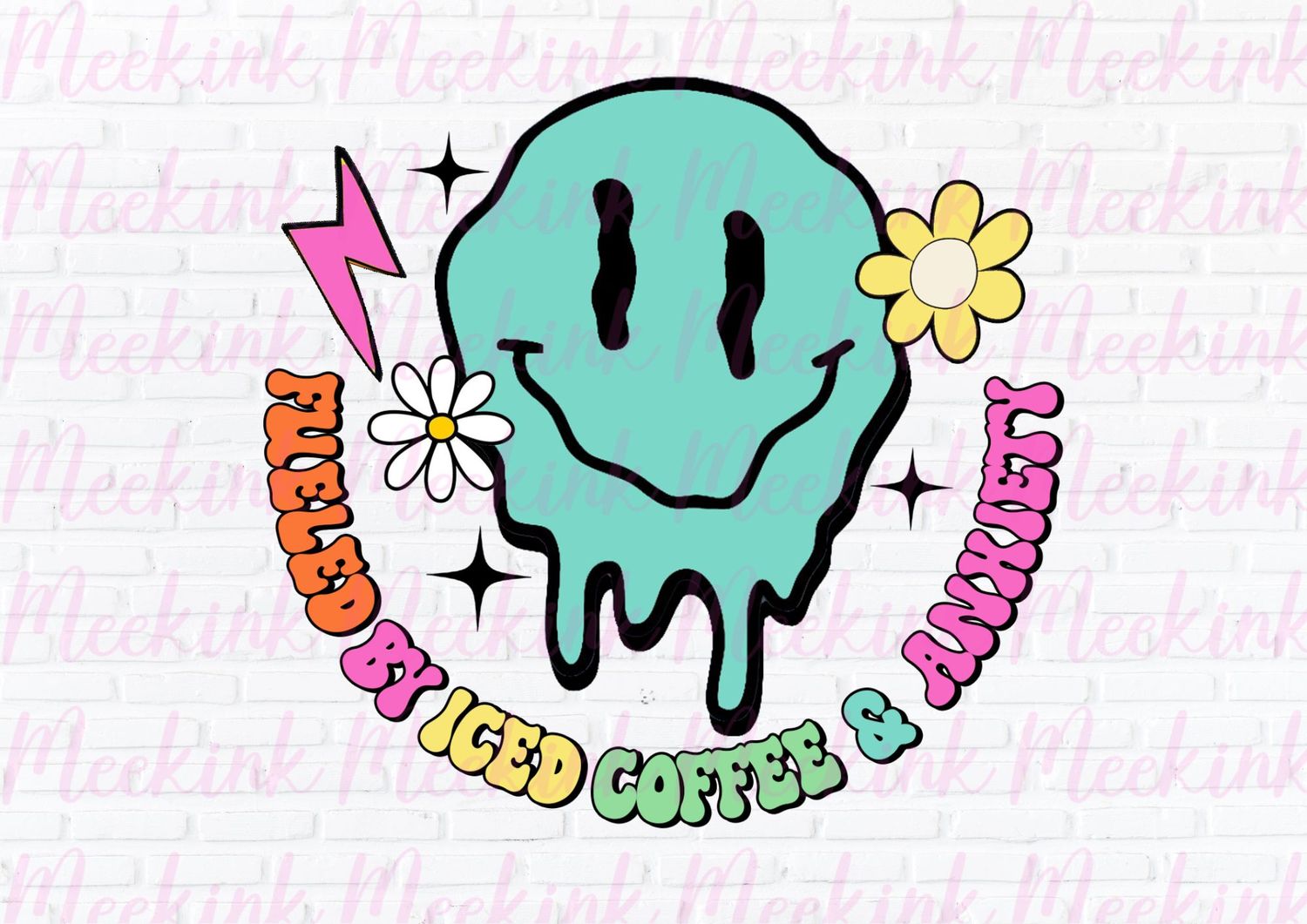 Ice Coffee &amp; Anxiety UVDTF or DTF Decal