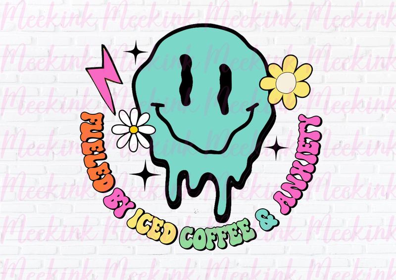 Ice Coffee &amp; Anxiety UVDTF or DTF Decal