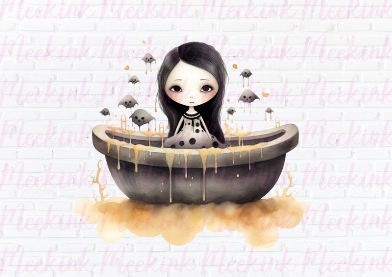 Halloween Spooky Coffin Girl 2 UVDTF or DTF Decal