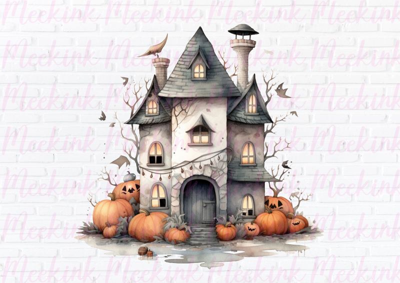 Halloween Spooky House 1 UVDTF or DTF Decal