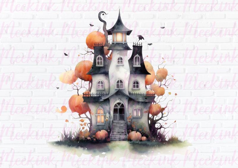 Halloween Spooky House 4 UVDTF or DTF Decal