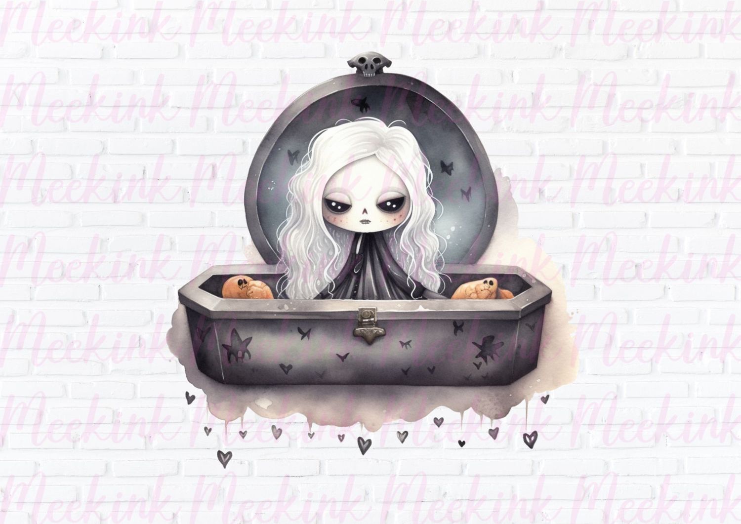 Halloween Spooky Coffin Girl 4 UVDTF or DTF Decal