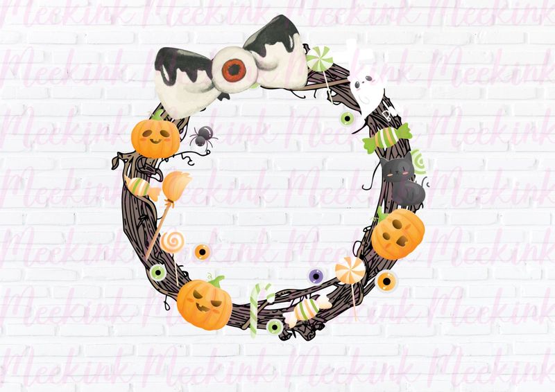 Halloween Wreath UVDTF or DTF Decal