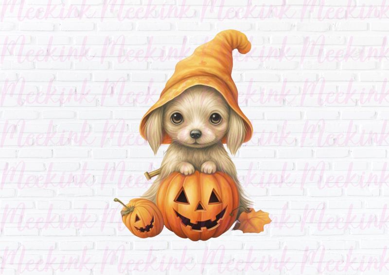 Halloween Pumpkin Dog 4 UVDTF or DTF Decal