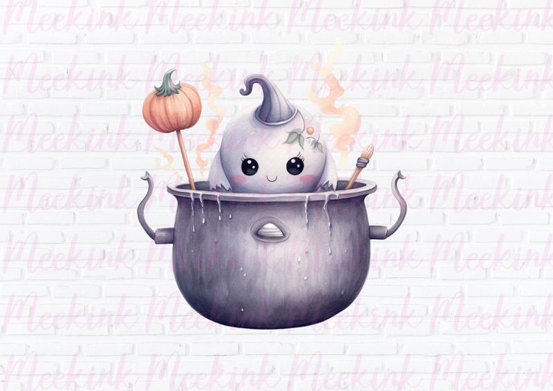 Halloween Spooky Cauldron 4 UVDTF or DTF Decal