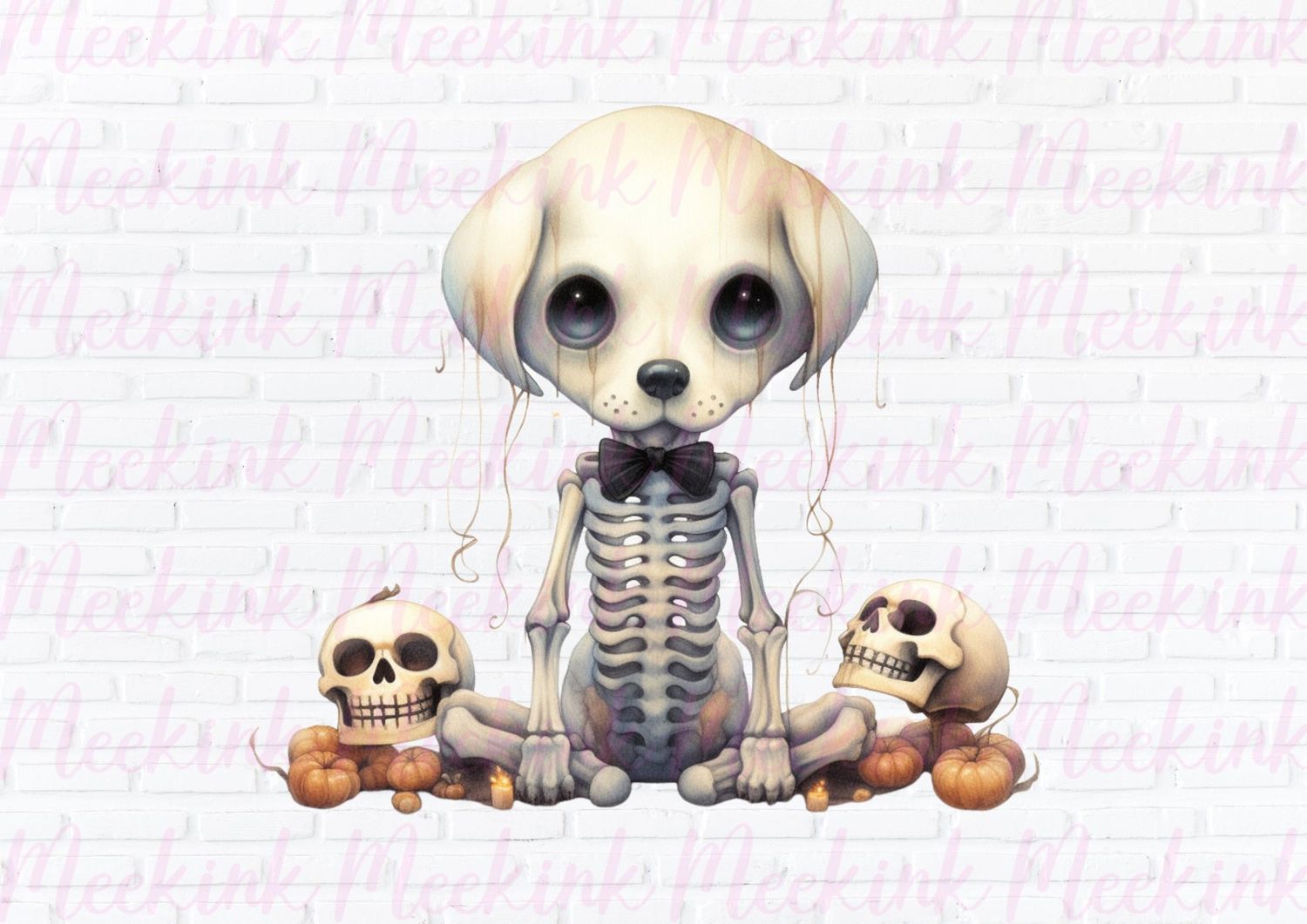 Halloween Skeleton Dog 4 UVDTF or DTF Decal