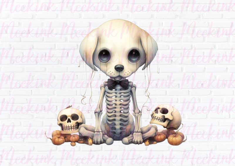 Halloween Skeleton Dog 4 UVDTF or DTF Decal