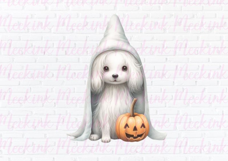Halloween Ghost Dog 2 UVDTF or DTF Decal