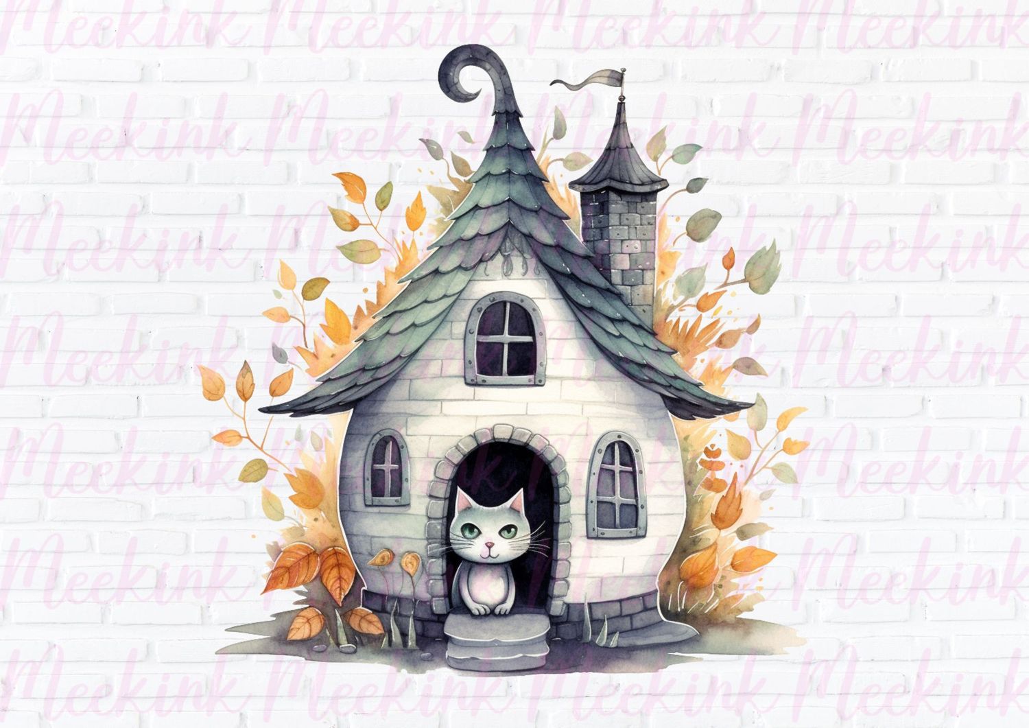 Halloween Spooky Houses 1 UVDTF or DTF Decal