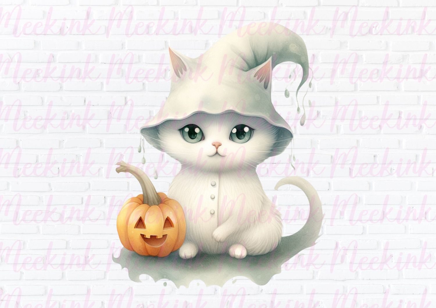 Halloween Ghost Cat 2 UVDTF or DTF Decal