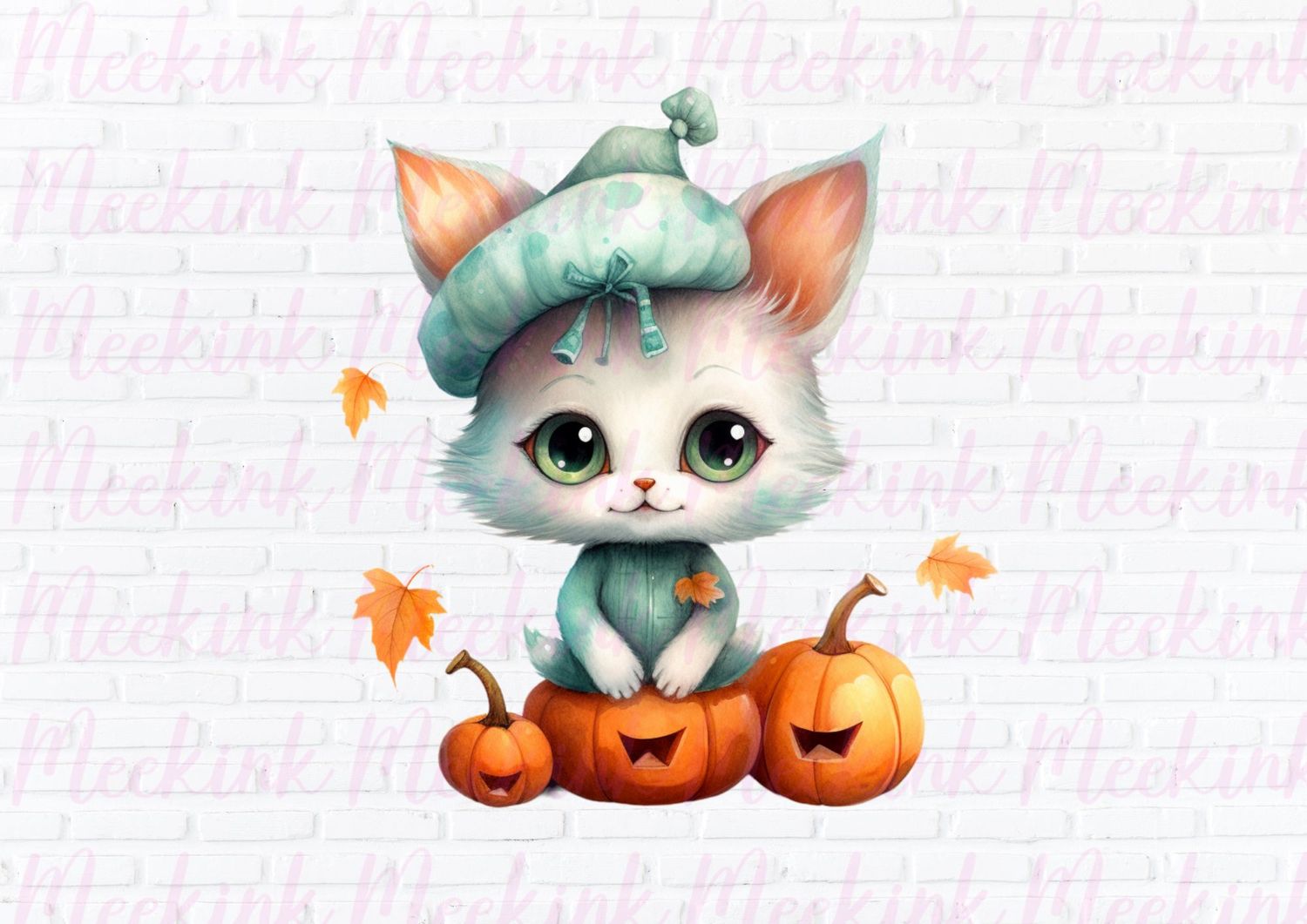 Halloween Pumpkin Cat 4 UVDTF or DTF Decal