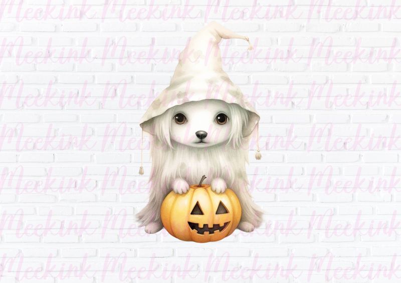 Halloween Ghost Dog 1 UVDTF or DTF Decal