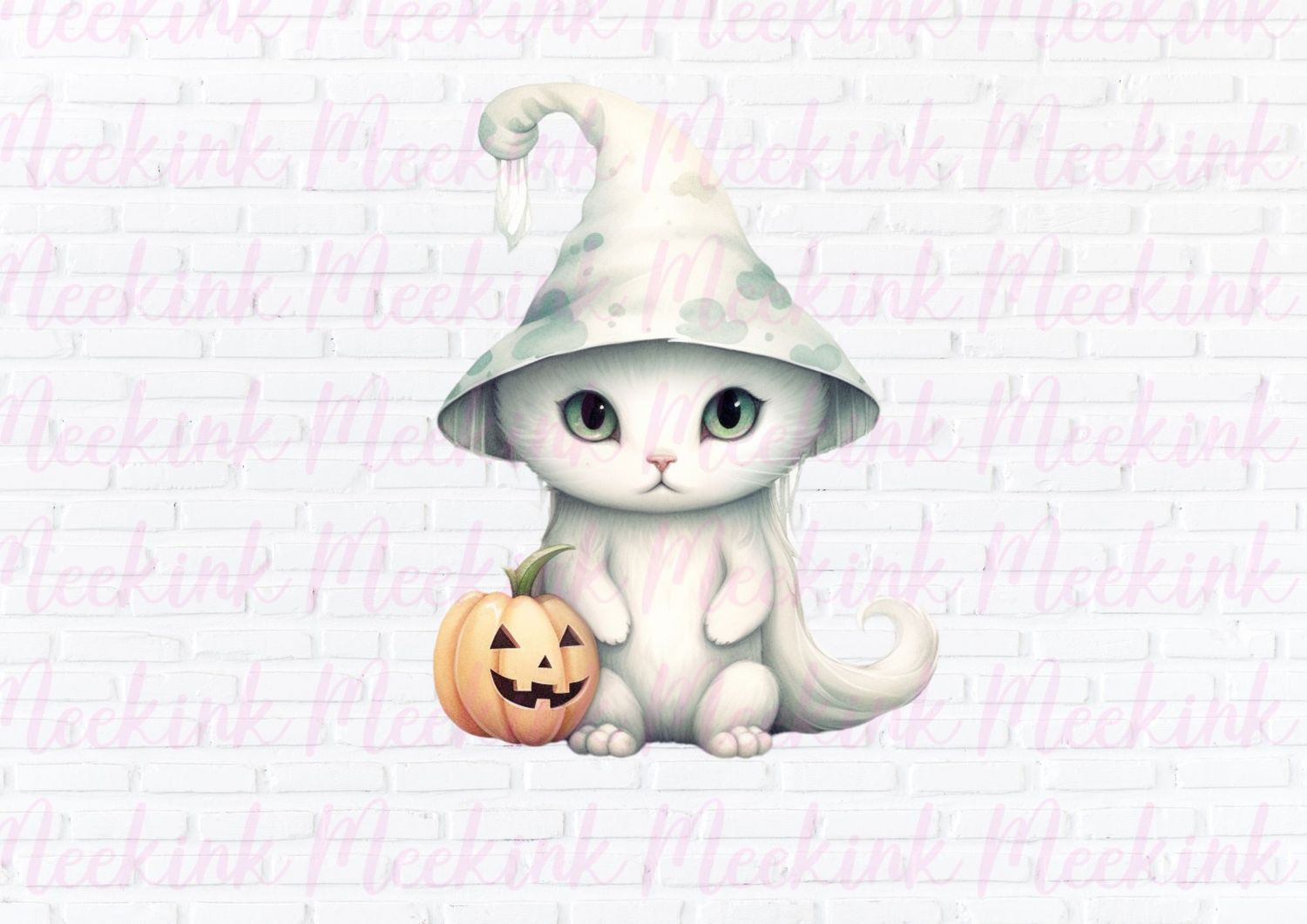 Halloween Ghost Cat 1 UVDTF or DTF Decal