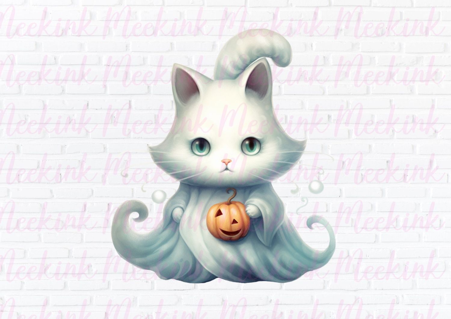 Halloween Ghost Cat 4 UVDTF or DTF Decal