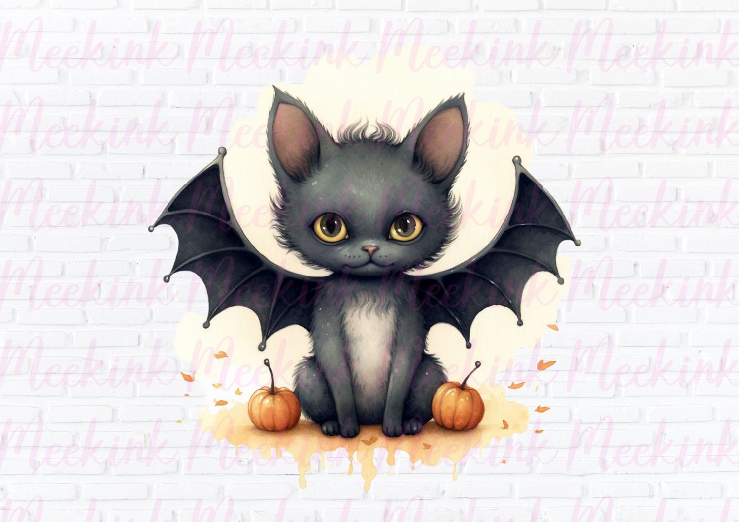 Halloween Bat Cat 4 UVDTF or DTF Decal