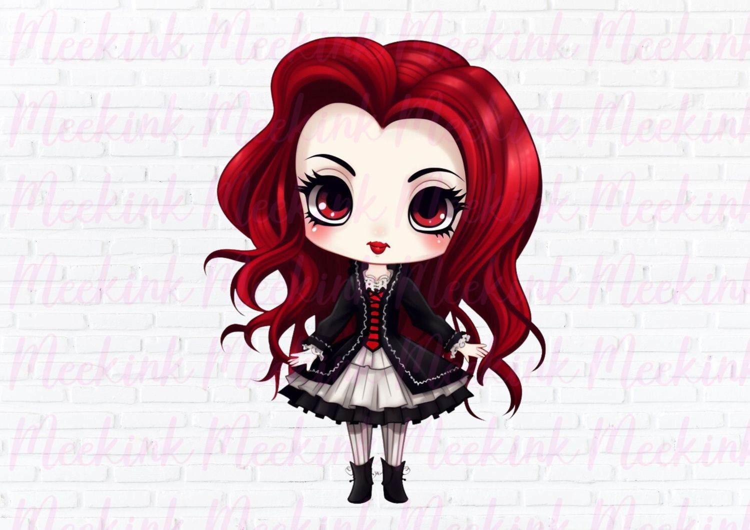 Halloween Gothic Girl 3 UVDTF or DTF Decal