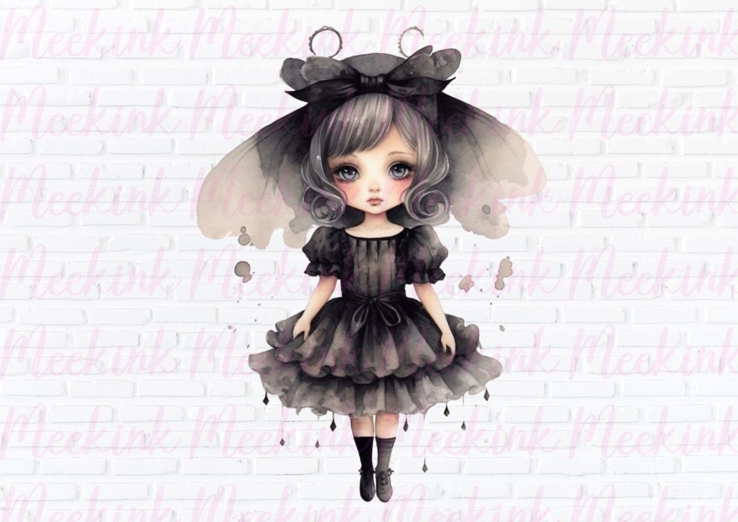 Halloween Gothic Girl 7 UVDTF or DTF Decal