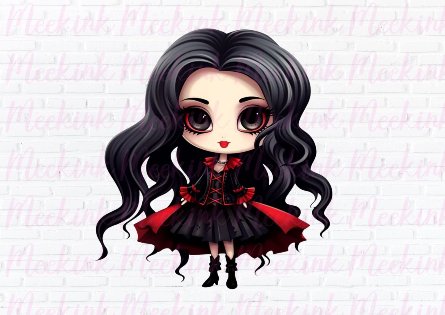 Halloween Gothic Girl 2 UVDTF or DTF Decal