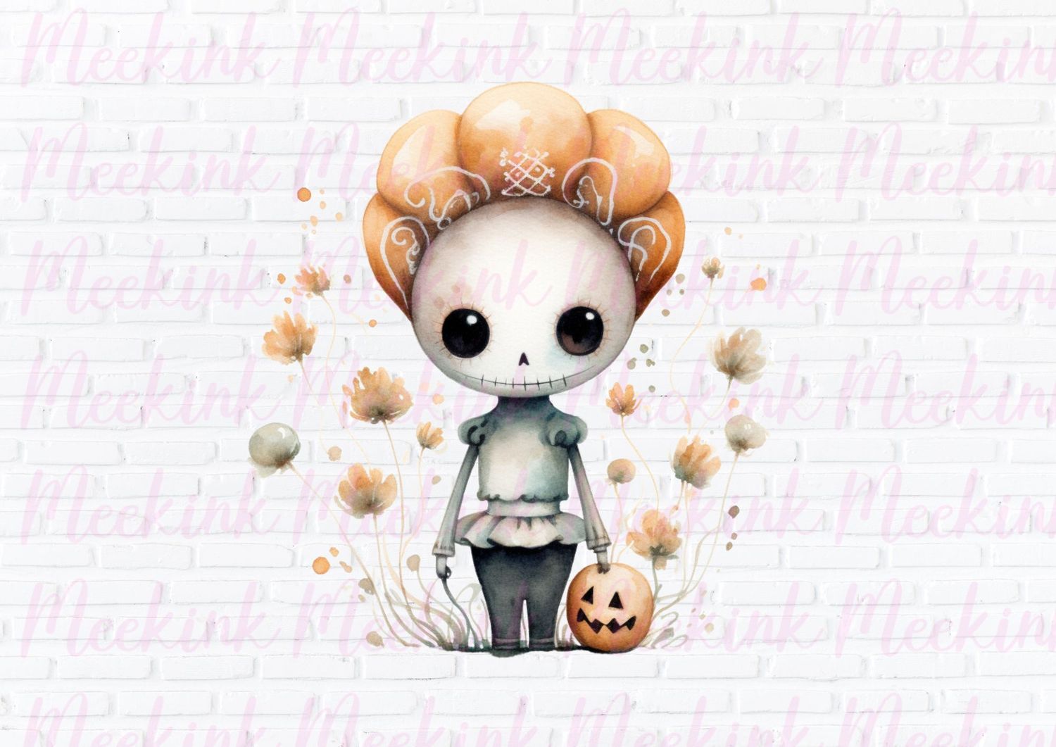 Halloween Pumpkin Skeleton 2 UVDTF or DTF Decal