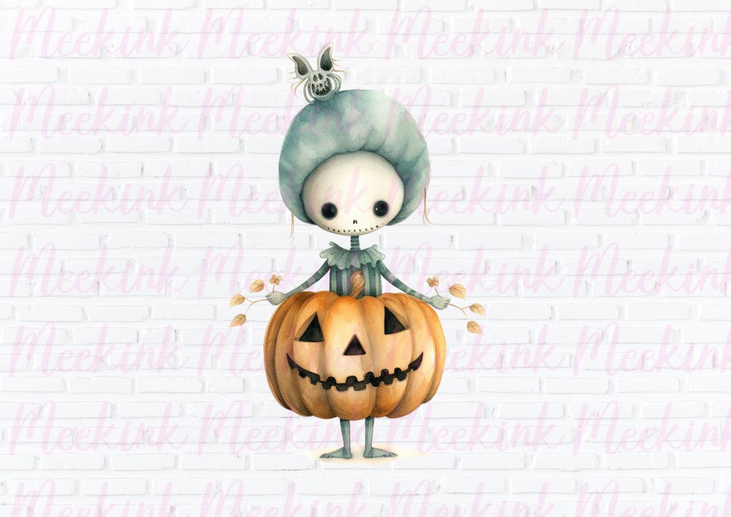 Halloween Pumpkin Skeleton 3 UVDTF or DTF Decal