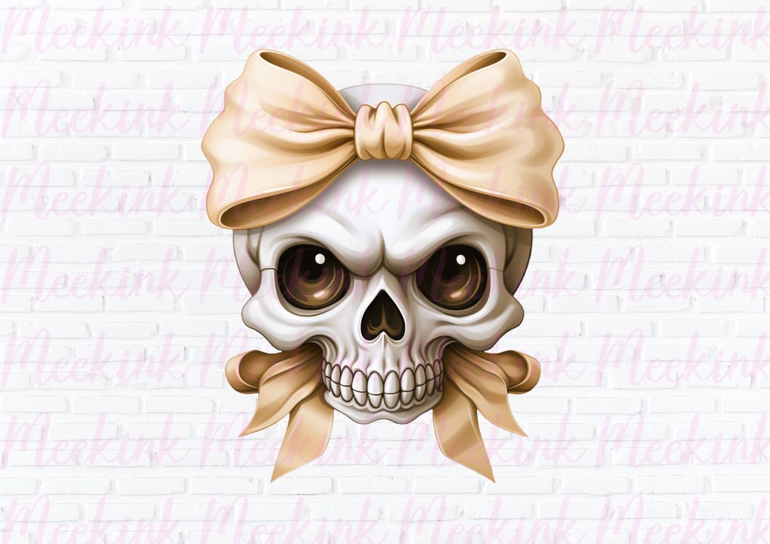 Halloween Skull Bow Gold UVDTF or DTF Decal