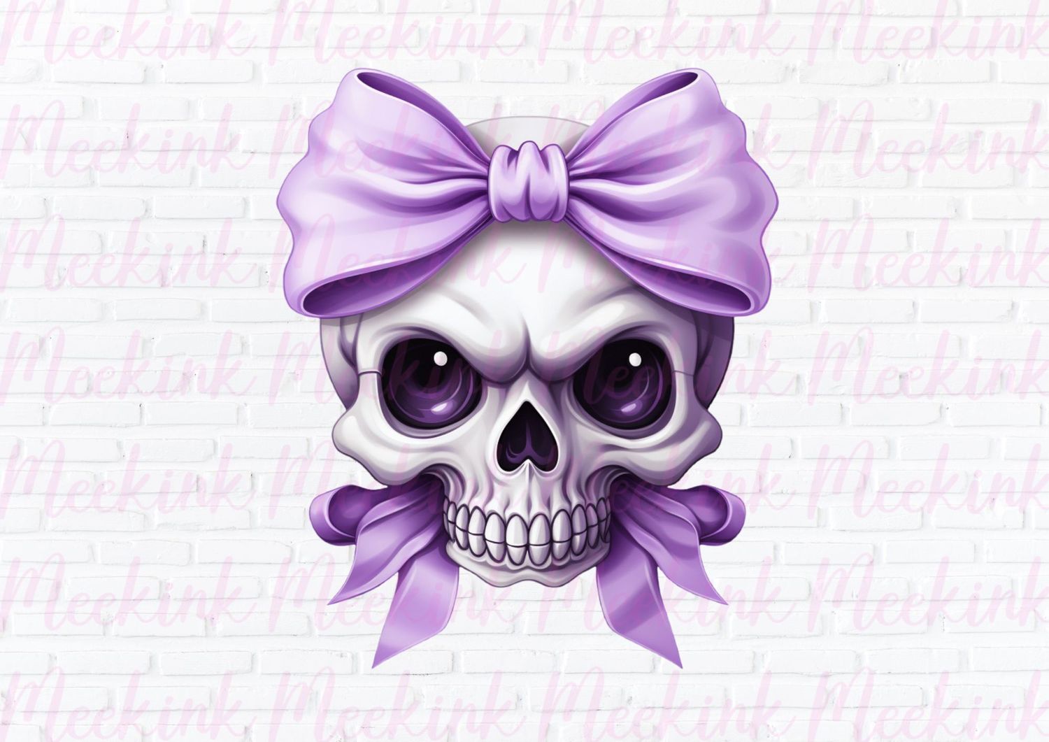 Halloween Skull Bow Purple UVDTF or DTF Decal