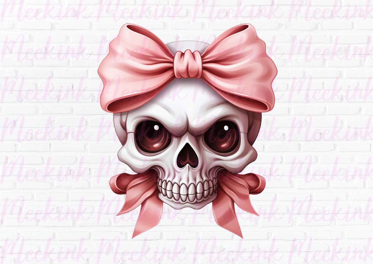 Halloween Skull Bow Red UVDTF or DTF Decal
