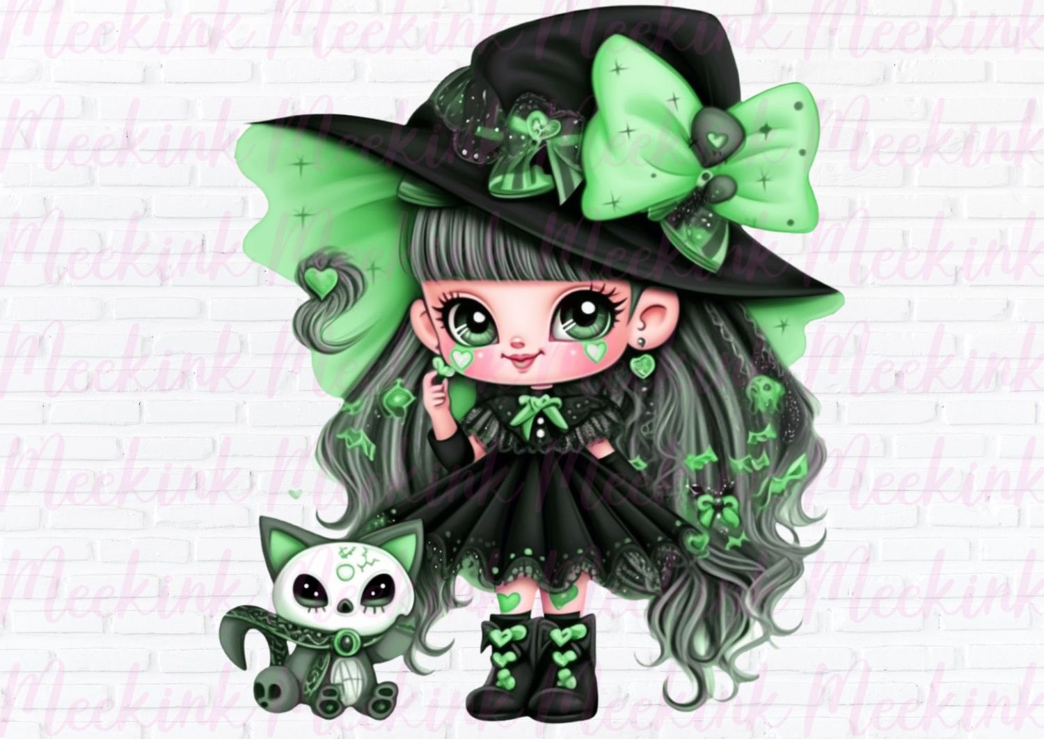 Halloween Witchy Green UVDTF or DTF Decal