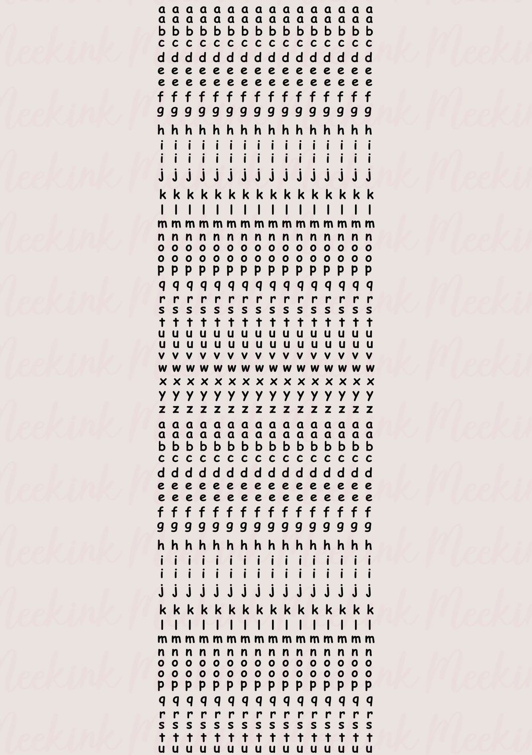 1 Meter Alphabet Lower Case Font 1 UVDTF