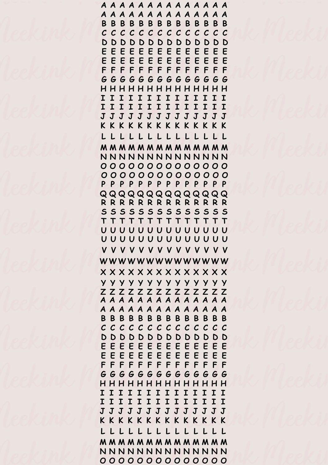 Craft Fair Sheet Alphabet Font 1 Capitals DTF Decal