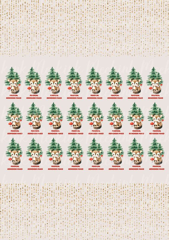 Magical Reindeer Popper Decals Sheet 2  A4 Sheet