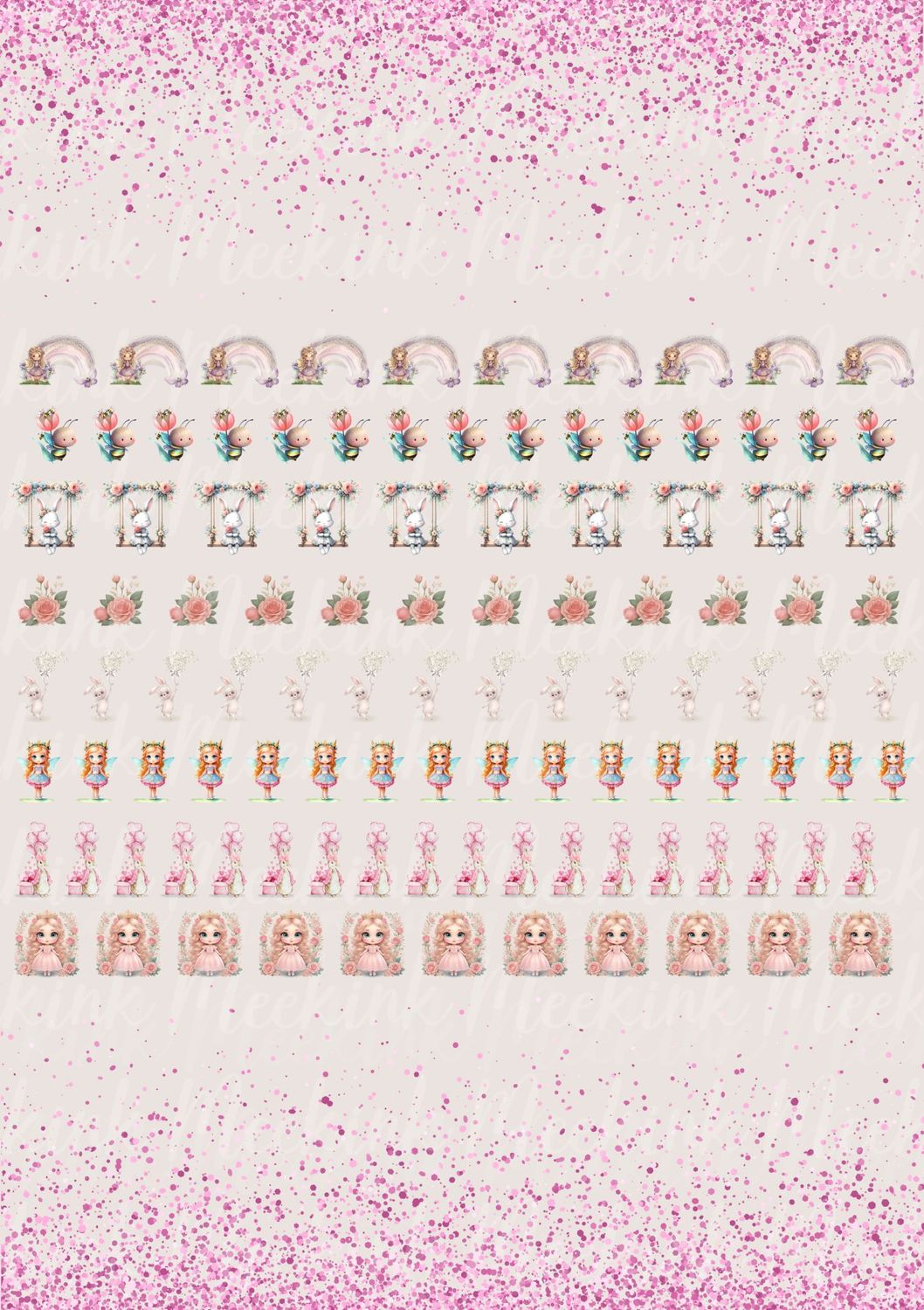 Pretty Bow Sheet 1 A4 DTF Decals