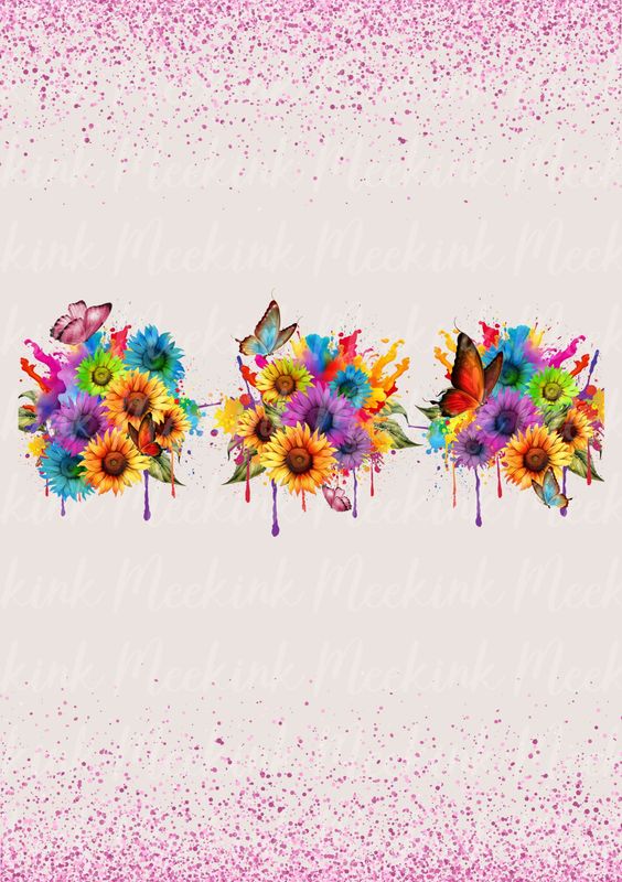 Butterfly Flowers 40 oz UVDTF Wrap