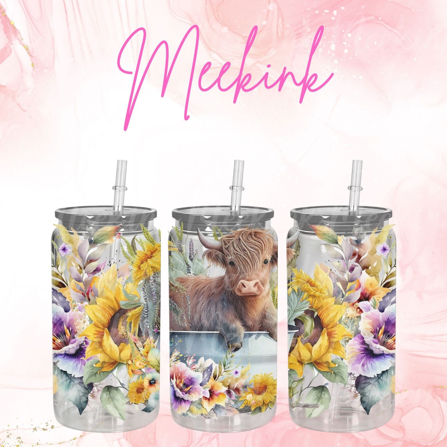 Highland Cow 16oz UVDTF Wrap