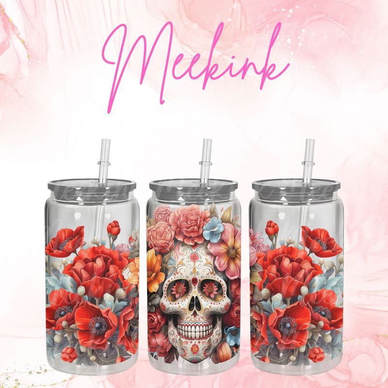 Floral Skull 16oz UVDTF Wrap