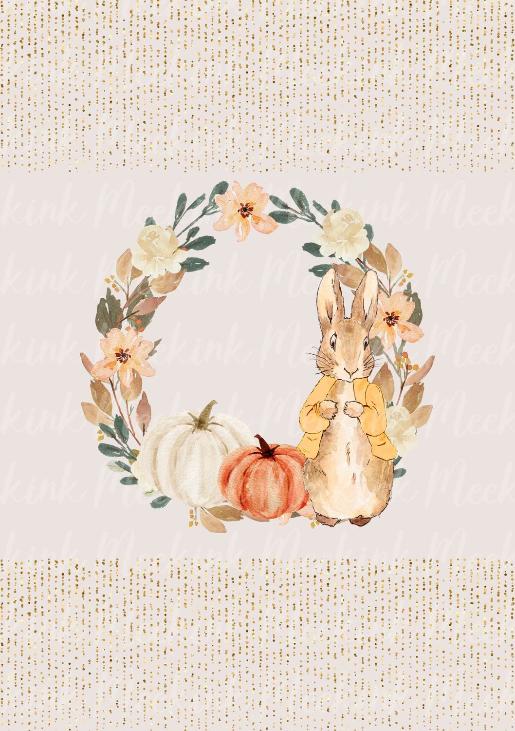 Rabbit Autumn Wreath UVDTF or DTF Decal