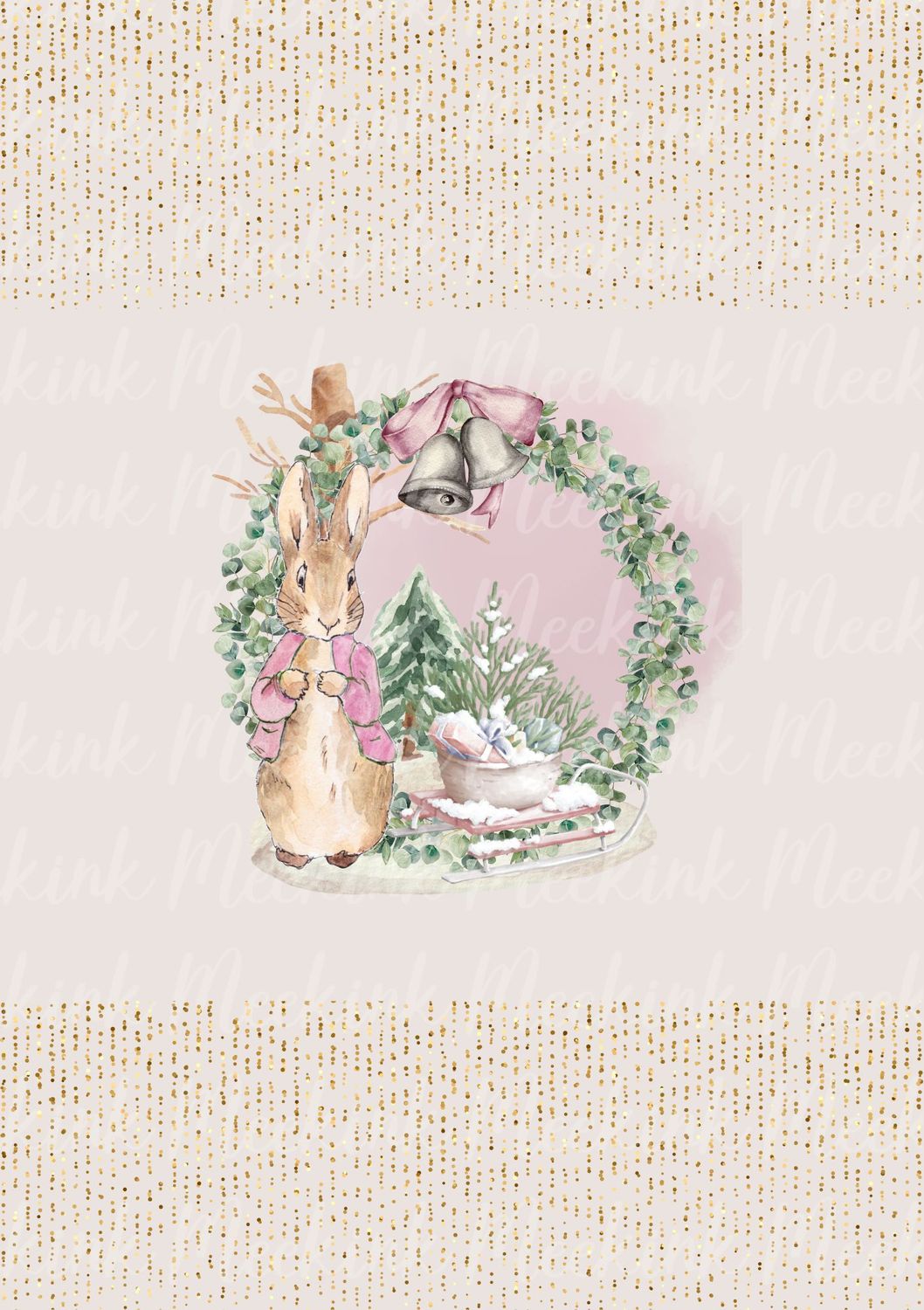 Pink Rabbit Wreath Decal