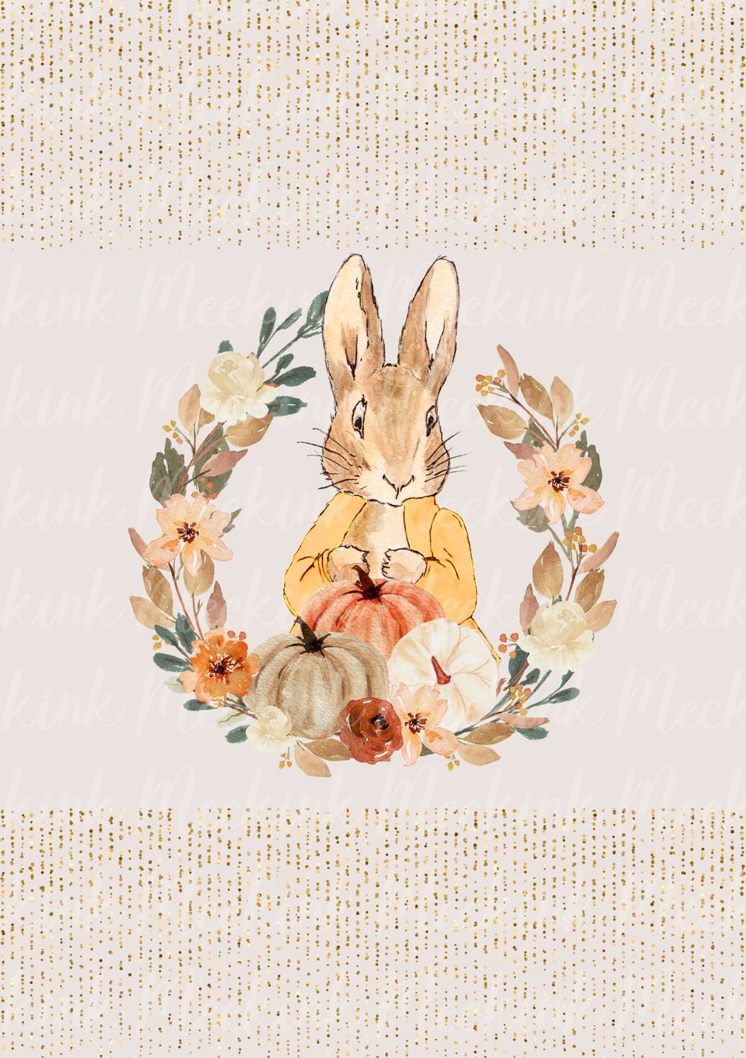 Rabbit Autumn Wreath Pumpkin UVDTF or DTF Decal