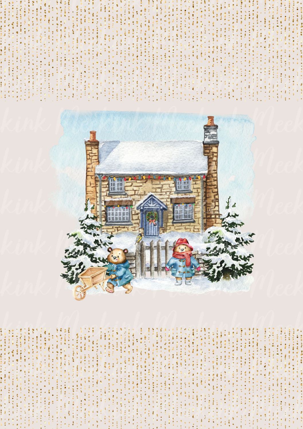 Bear Christmas Scene Decal