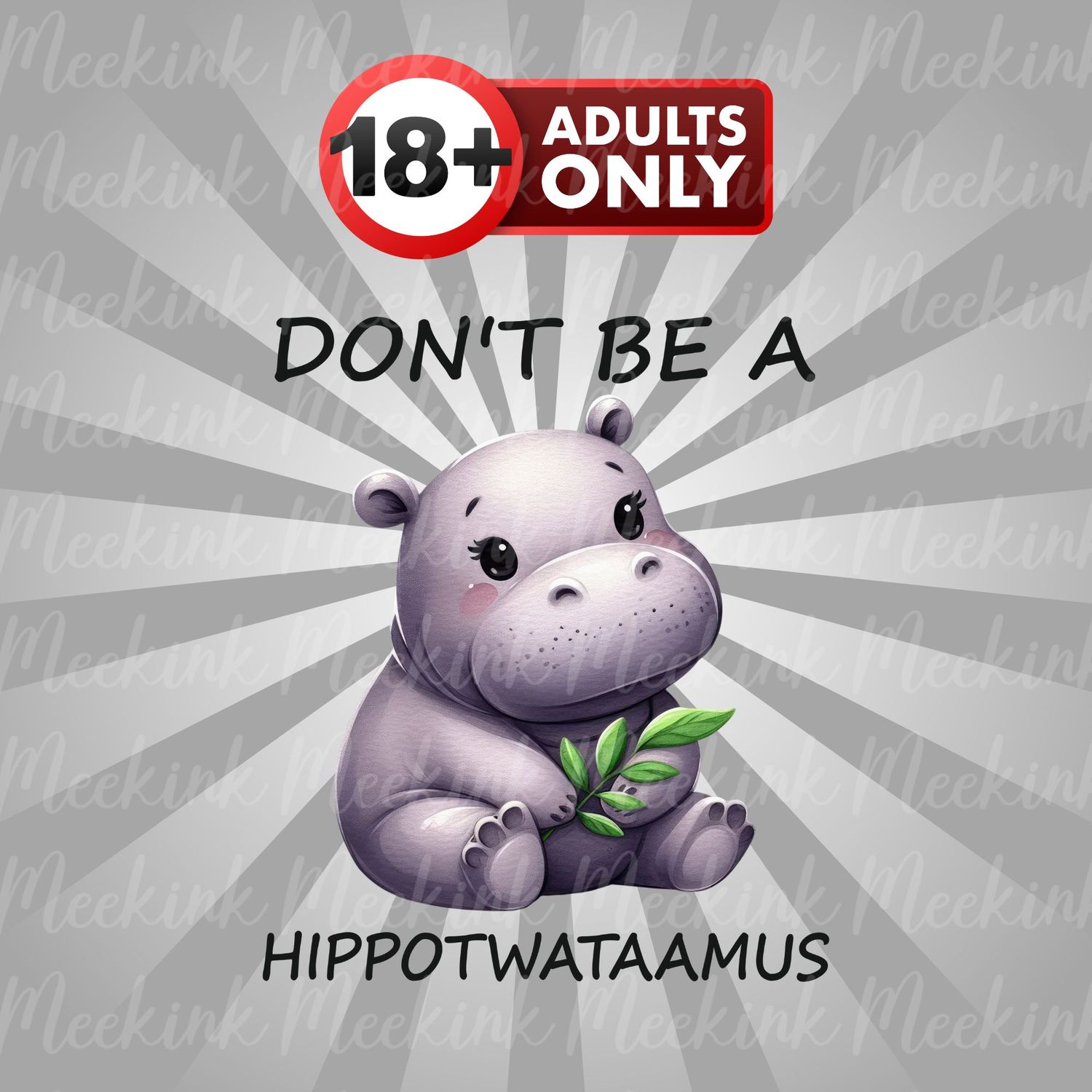 Hippotwataamus UVDTF or DTF Decal