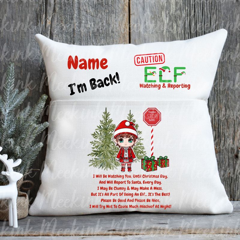 Elf I&#39;m Back Pocket Pillow Cushion Design 3 DTF