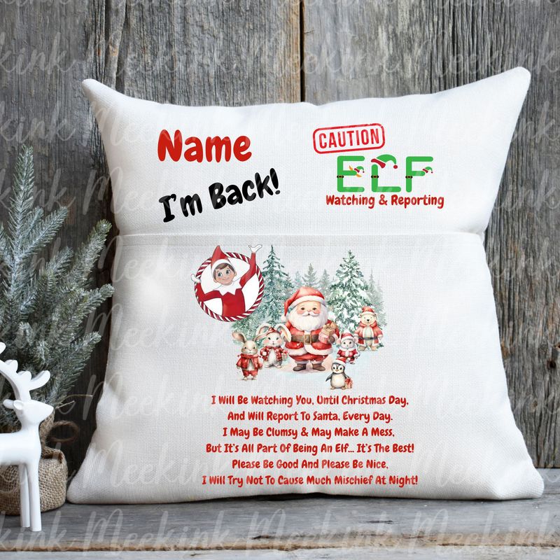 Elf I&#39;m Back Pocket Pillow Cushion Design 1 DTF