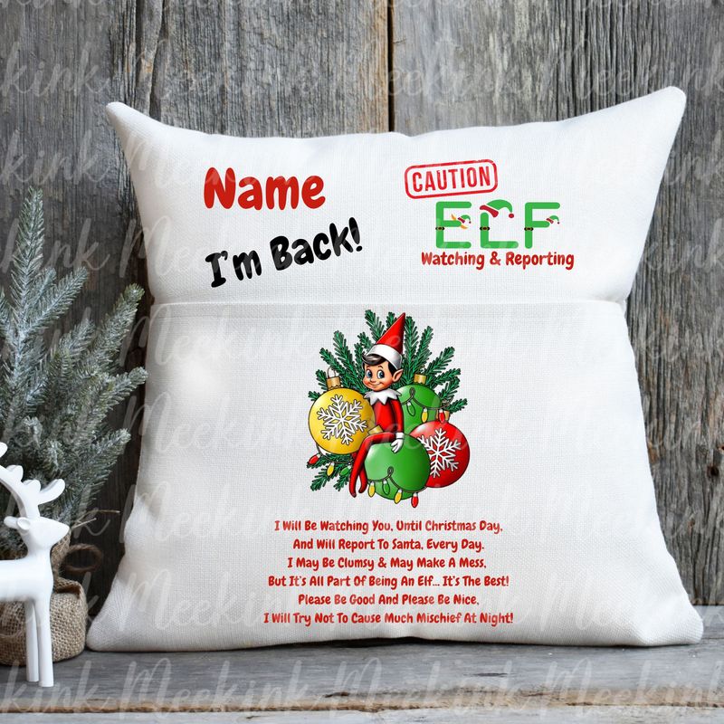 Elf I&#39;m Back Pocket Pillow Cushion Design 2 DTF