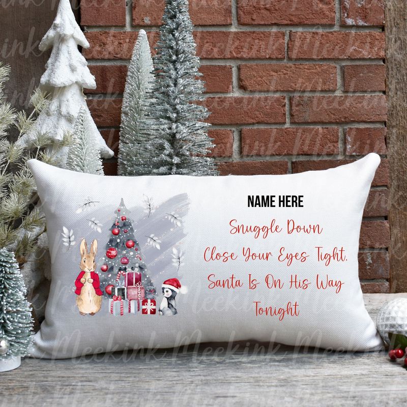 Christmas Eve Pillow Rabbit Design Decal