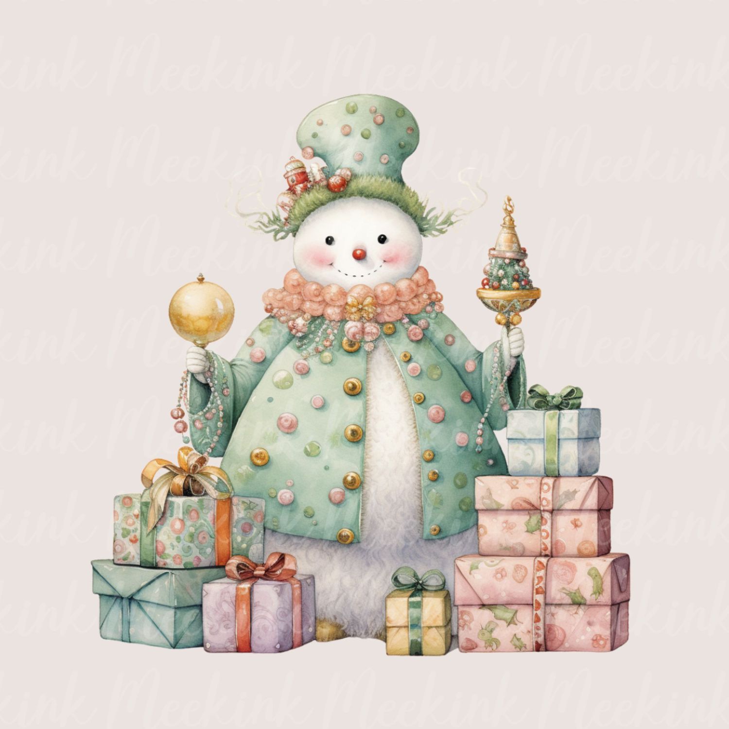Whimsical Snowman 2 UVDTF or DTF Decal