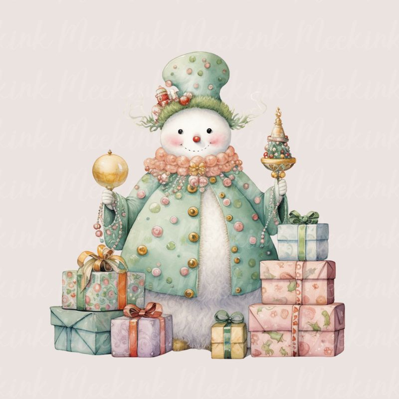 Whimsical Snowman 2 UVDTF or DTF Decal