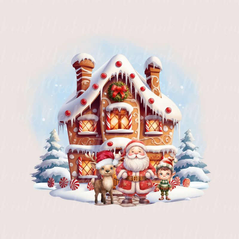 Cute Gingerbread House UVDTF or DTF Decal