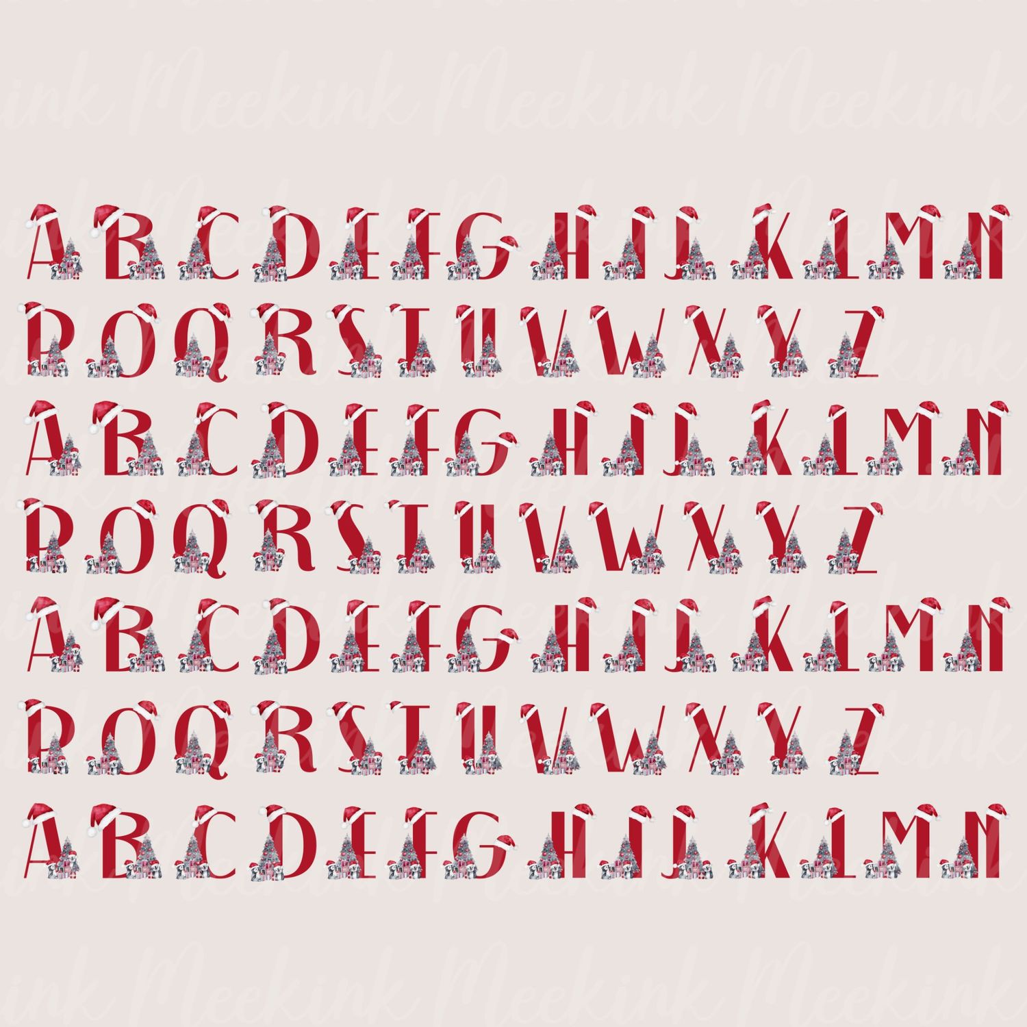 Christmas Alphabet Penguin A4 DTF Decals