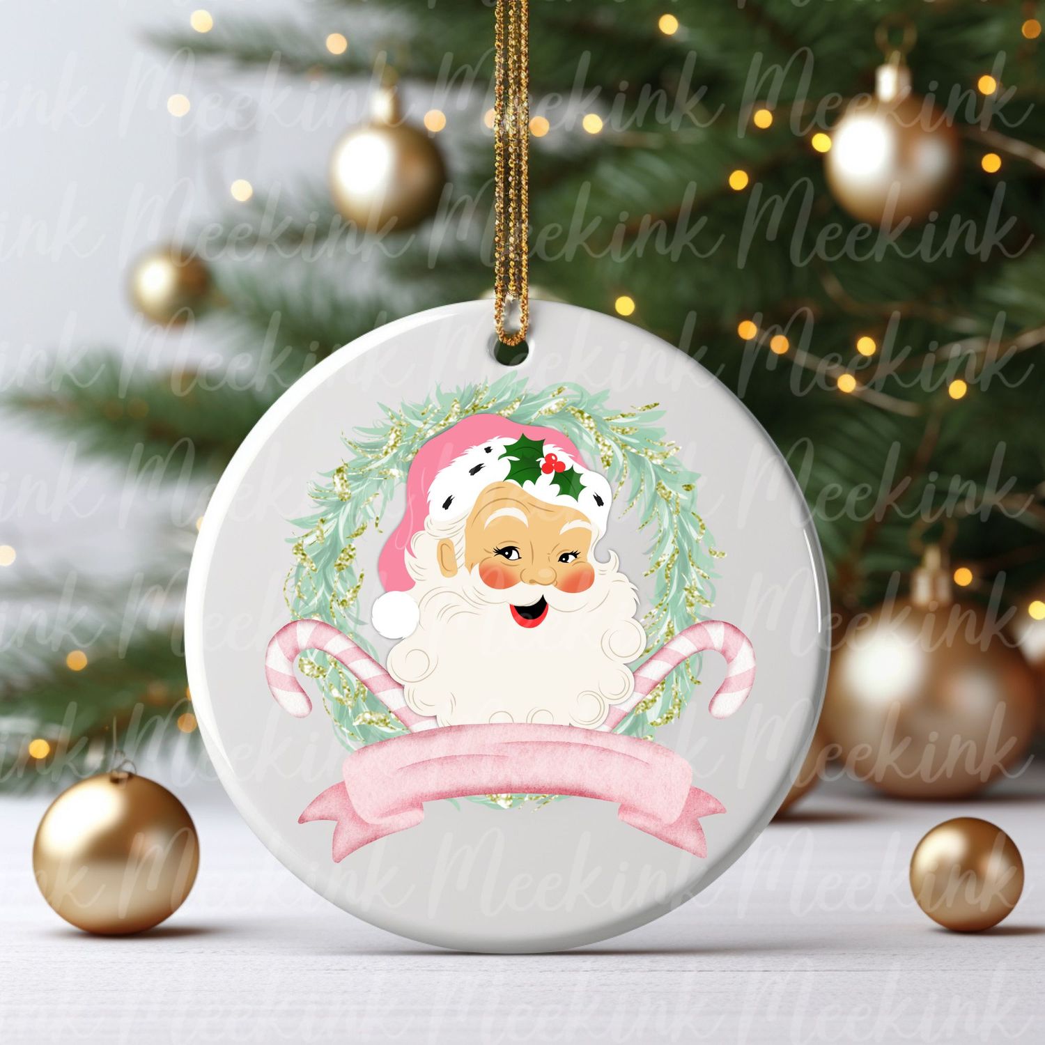 Retro Pink Santa Decal