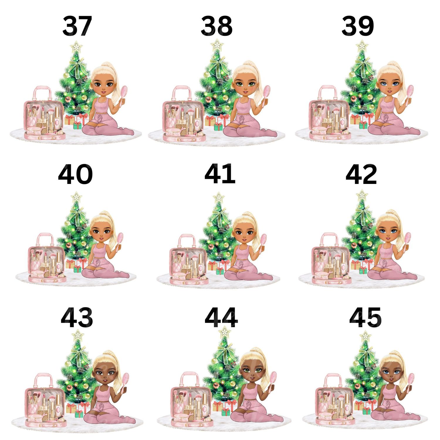 Christmas Beauty Chibi Doll Ponytail  UVDTF or DTF Decal